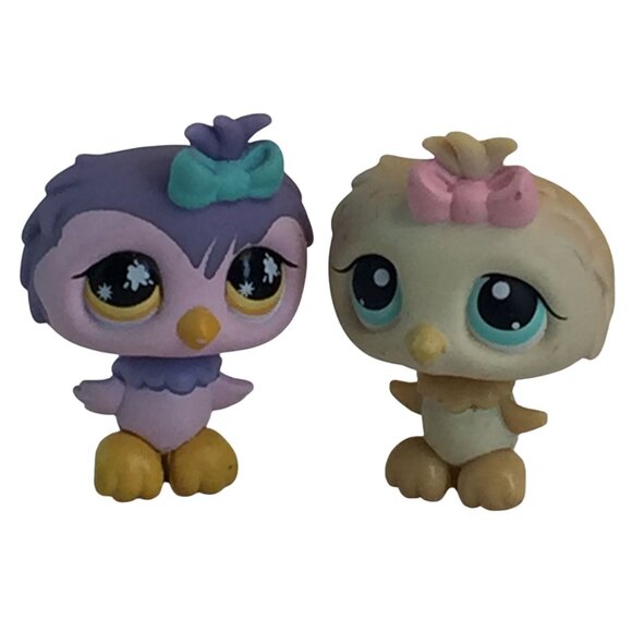 Littlest Pet Shop LPS #924 Purple Owl #147 Yellow Owl Bird Figures - Picture 1 of 13